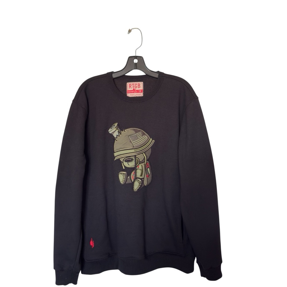 Red Tag RTGB Graphic Military Style Helmet Streetwear Sweatshirt With Pockets 1X